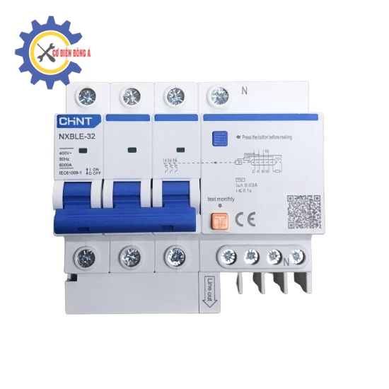 RCBO Chint NXBLE-32 10A 3P+N 30mA 6kA